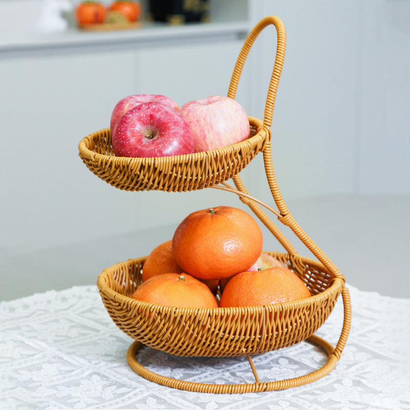Rustic Two-Tiered Woven Fruit Stand Kalsten