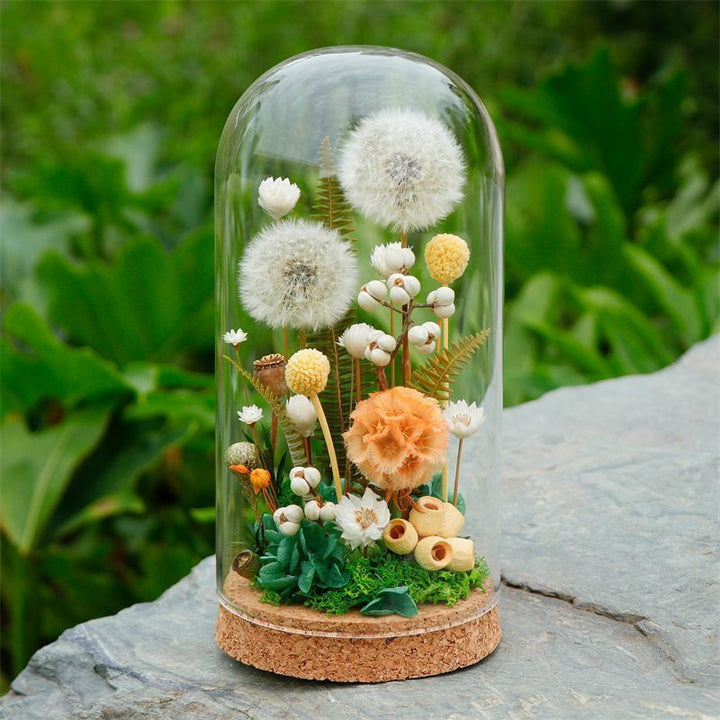 Decorative Glass Dome with Dandelion