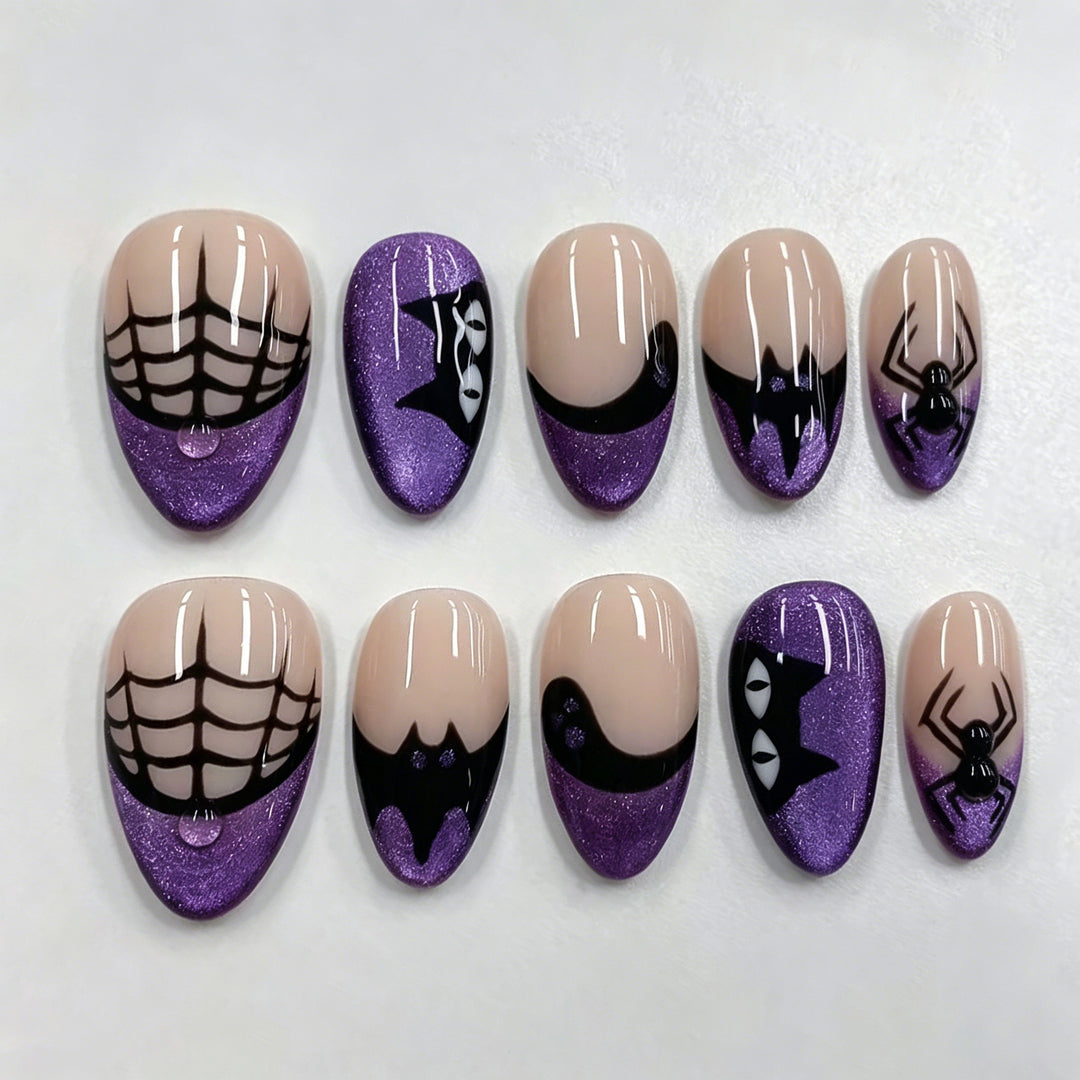 Gothic Spider Web Press-On Nail Art Set
