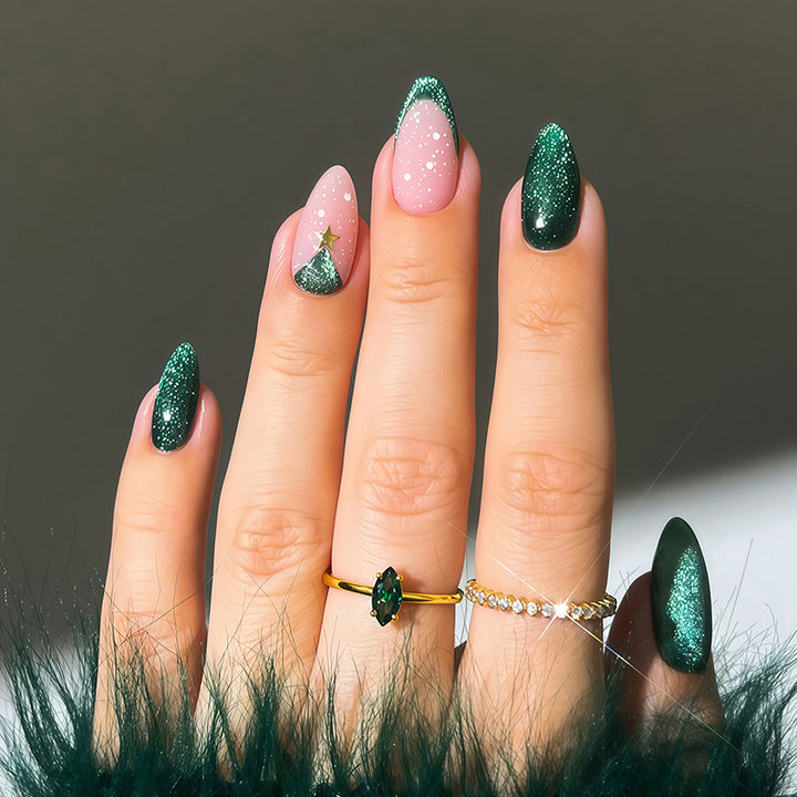 Deluxe Press-On Nail Set with Christmas-inspired Designs kalsten