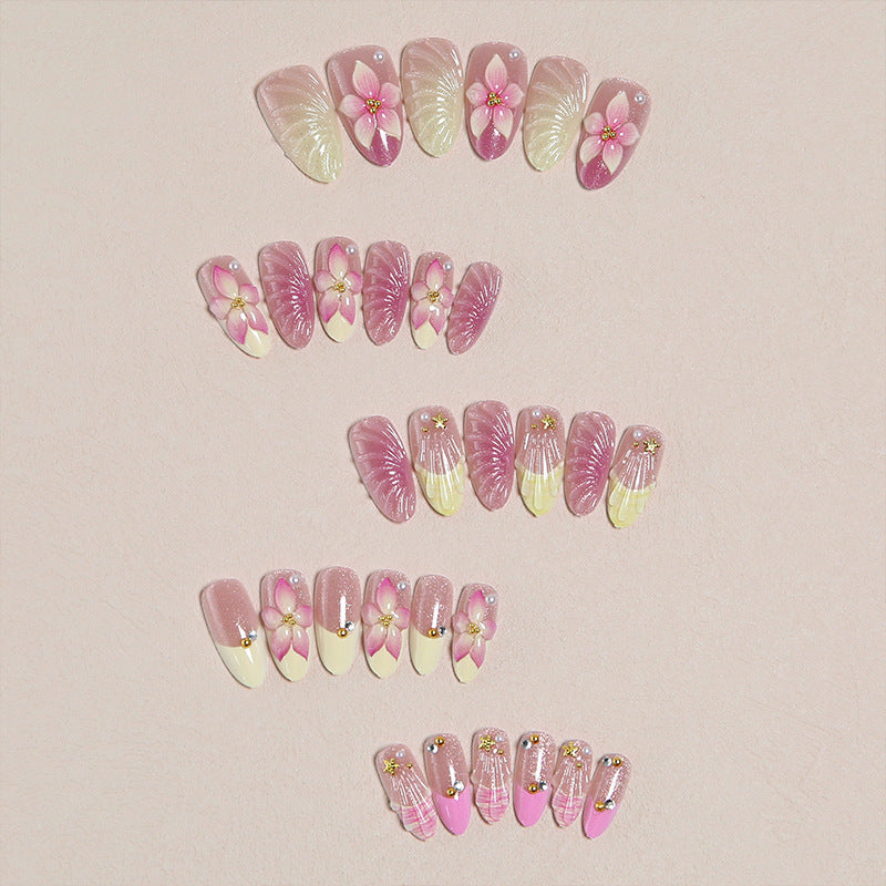 Artificial nail set with floral 3D decorations Kalsten