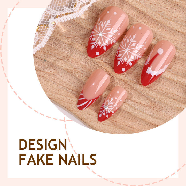 Creative acrylic nail set with festive snowflake design Kalsten