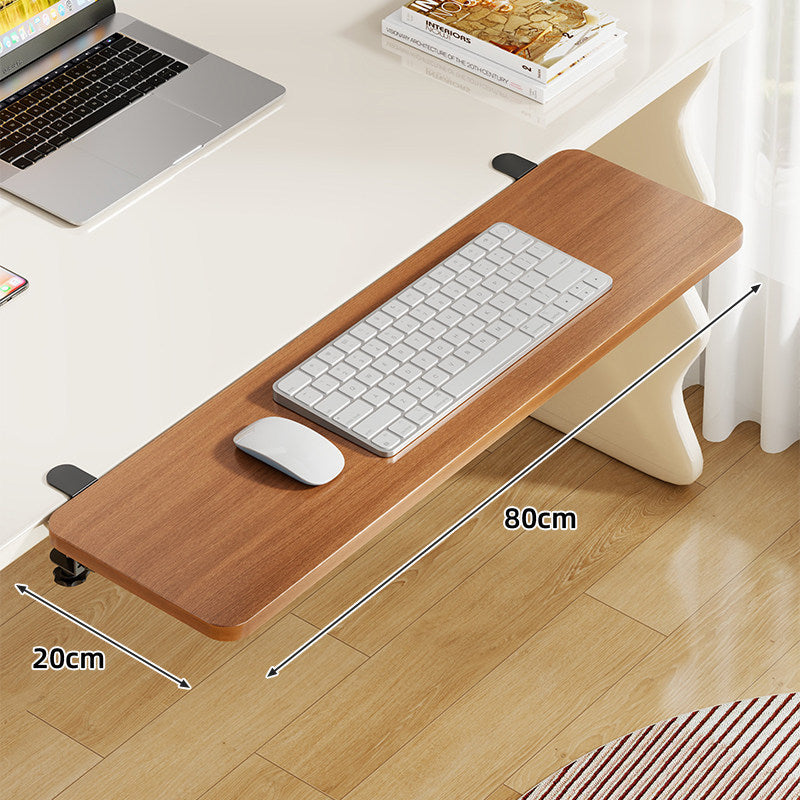 Under-Desk Bamboo Slide-Out Work Surface Clamp-Mounted Keyboard & Mouse Platform