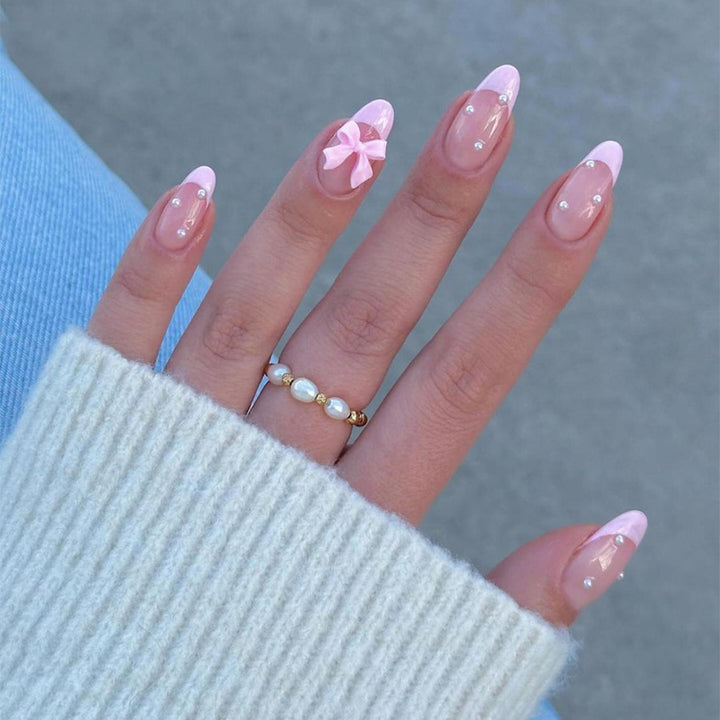 Premium False Nail Set with Elegant French Tip Design Kalsten