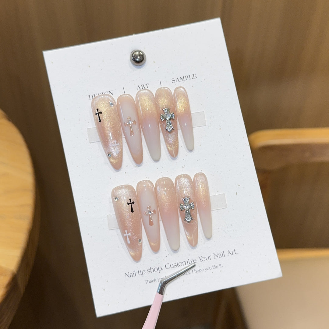 Artificial Nails in Elegant Cross Design Kalsten