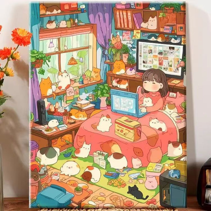 Playful Illustrated Bedroom Decor Canvas Art Kalsten