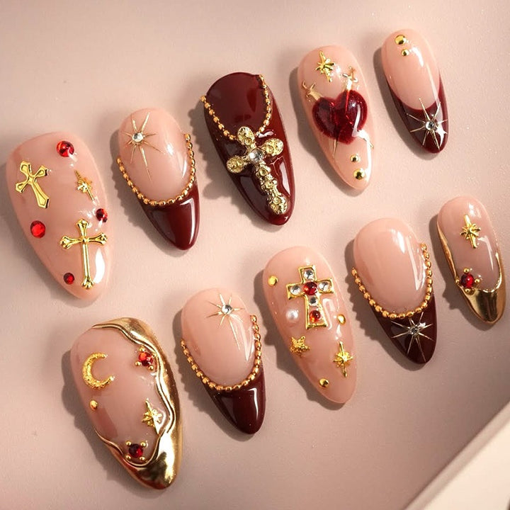 Acrylic nail set with glamorous design and luxurious accents Kalsten