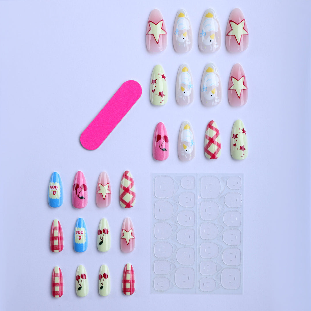 Artificial nails with playful and colorful designs Kalsten