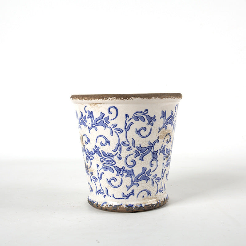 Decorative ceramic flower pot with floral design Kalsten