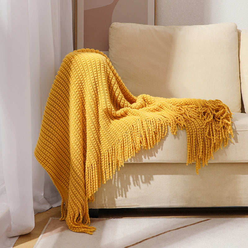 Luxurious Textured Fringe Throw Blanket