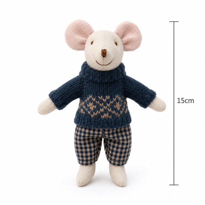 Handcrafted Organic Cotton Striped Mini Plush Mouse Toy