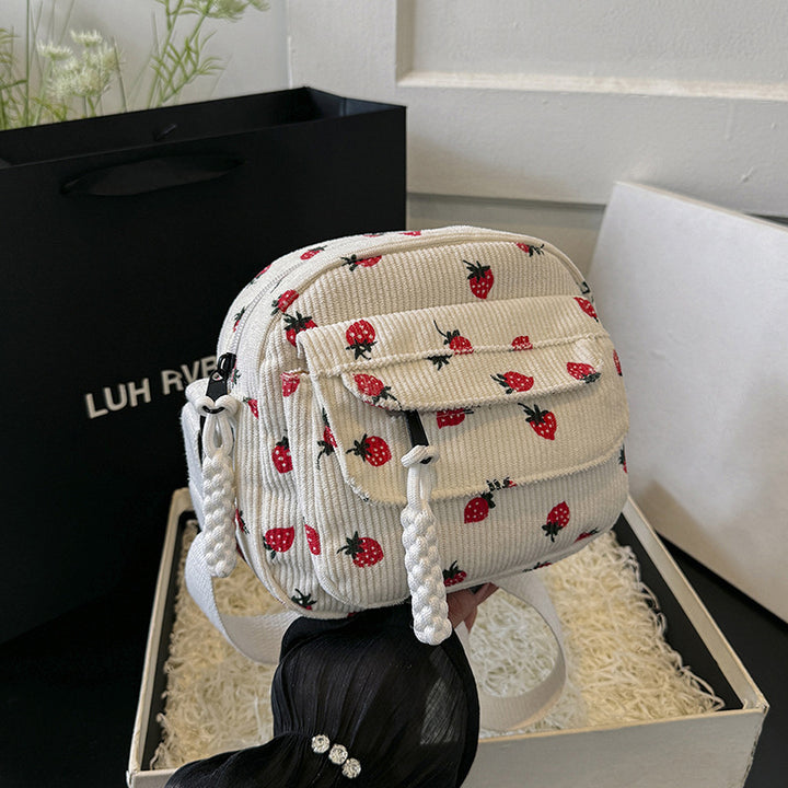 Stylish Corduroy Crossbody Bag