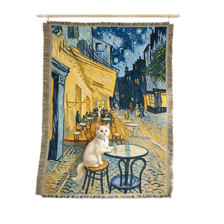 Artistic Cat-Themed Tapestry Blanket