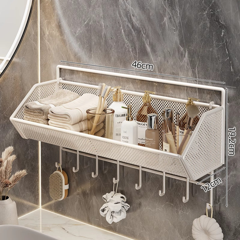 Wall-Mounted Mesh Bathroom Organizer Shelf