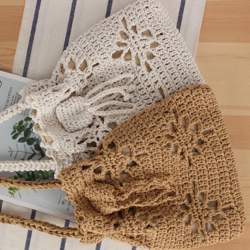 Hand-knotted shoulder bag with floral patterns Kalsten