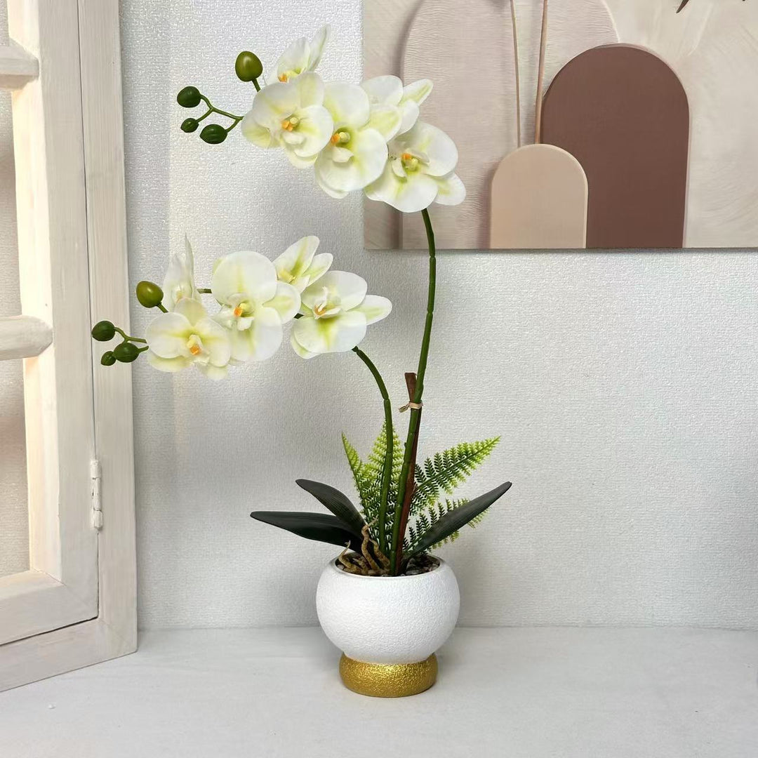 Elegant Faux Orchid Pot Arrangement