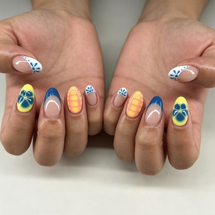 Artificial nails with colorful floral accents Kalsten
