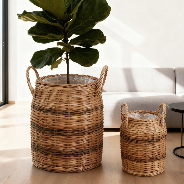Handcrafted storage basket with natural fiber Kalsten