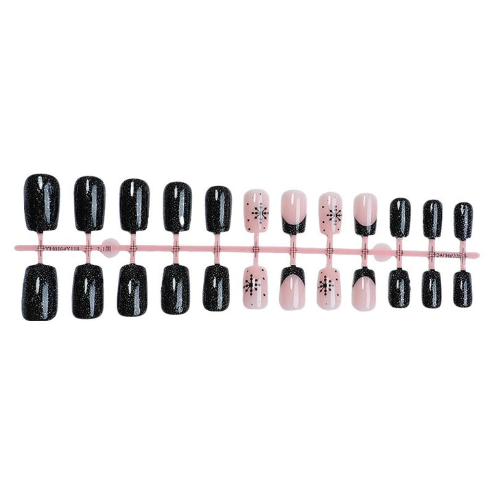 Artificial nail set with elegant black and rose designs Kalsten