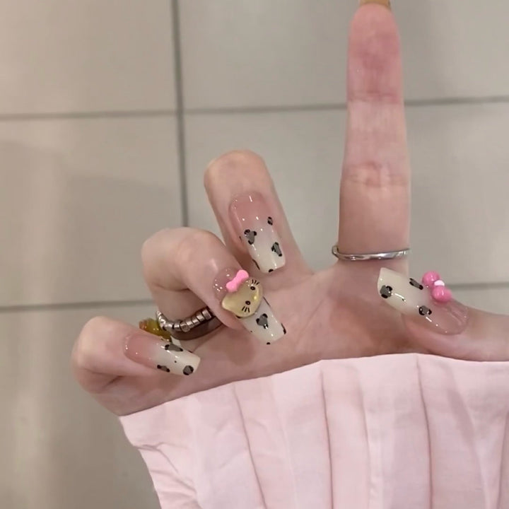 Playful art false nails with cute animal motifs Kalsten