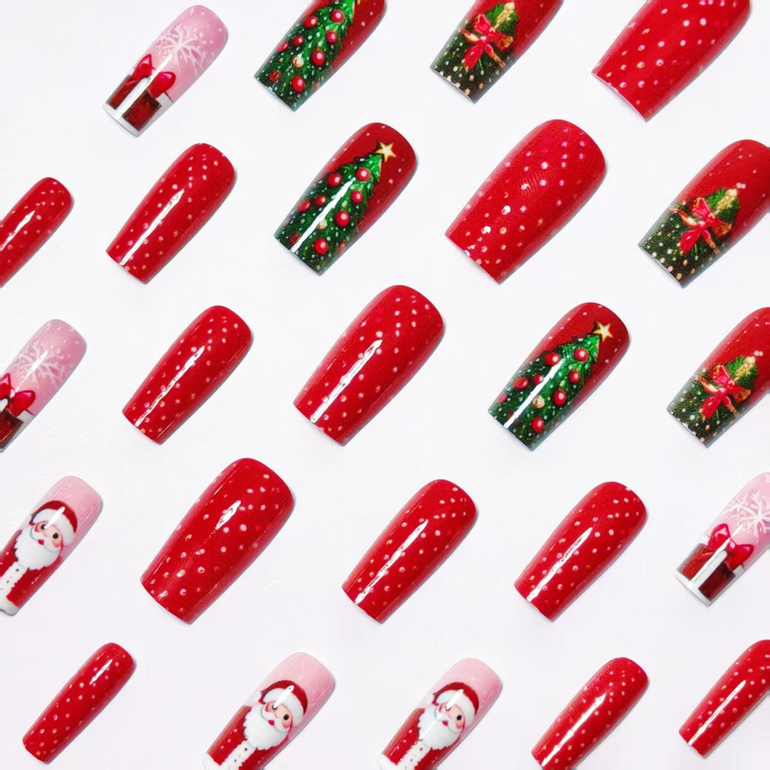 Christmas nail art with festive Santa and Christmas tree design Kalsten