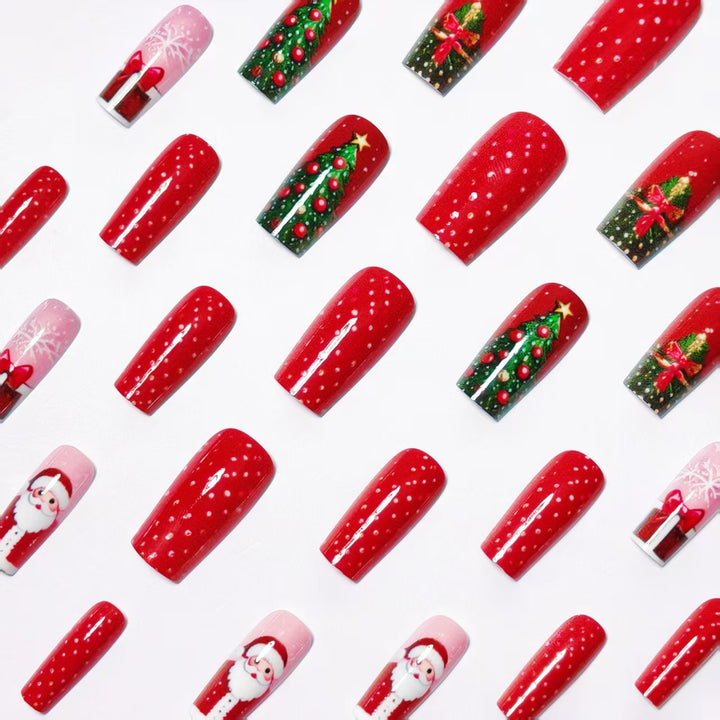 Christmas nail art with festive Santa and Christmas tree design Kalsten