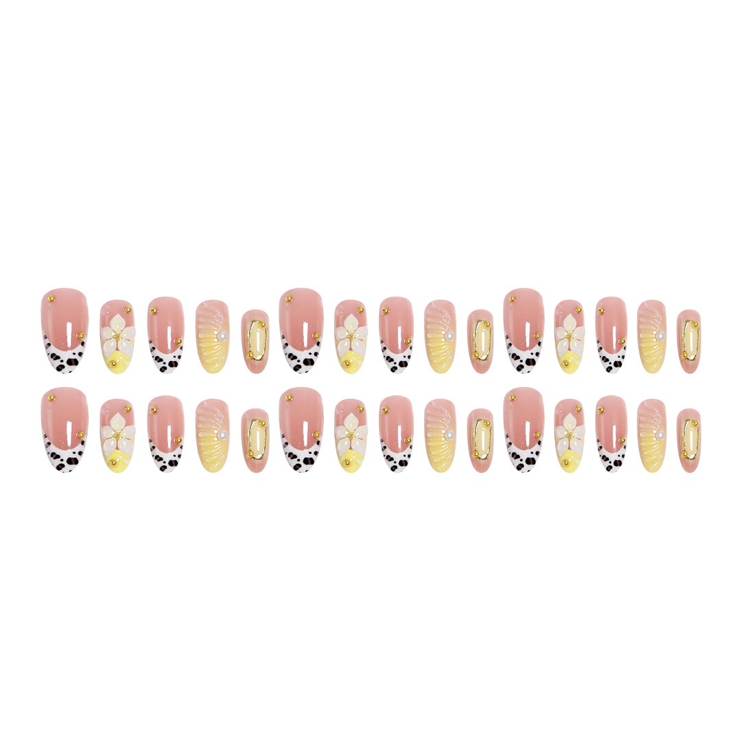 Artificial nail set with floral and golden applications Kalsten