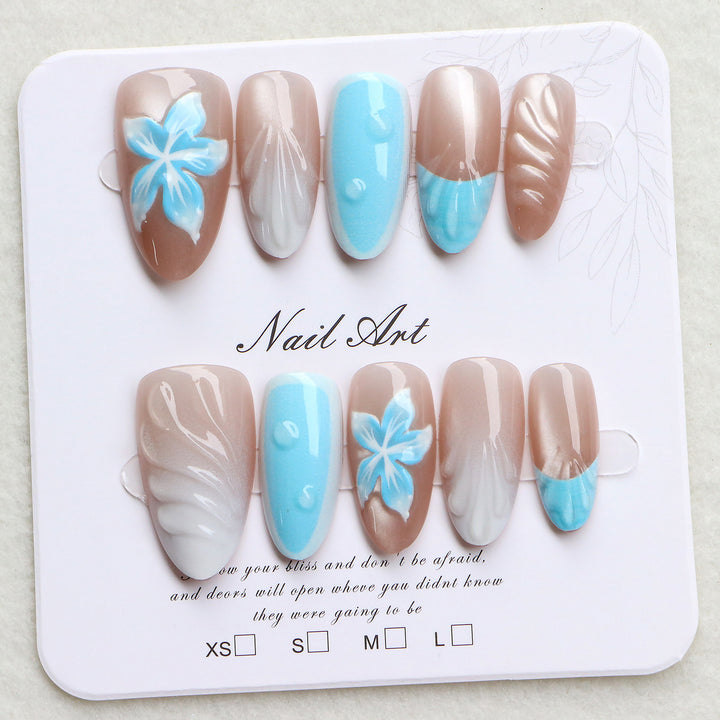 Tropical-Inspired Decorative Press-On Nail Art Kalsten