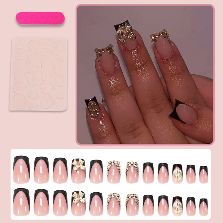 Artificial nail set with elegant golden decorations and modern design Kalsten