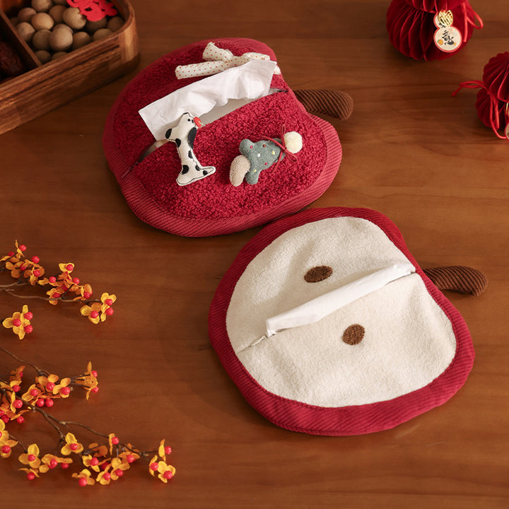 Cozy apple-shaped tissue dispenser crossbody bag with decorative appliqués Kalsten