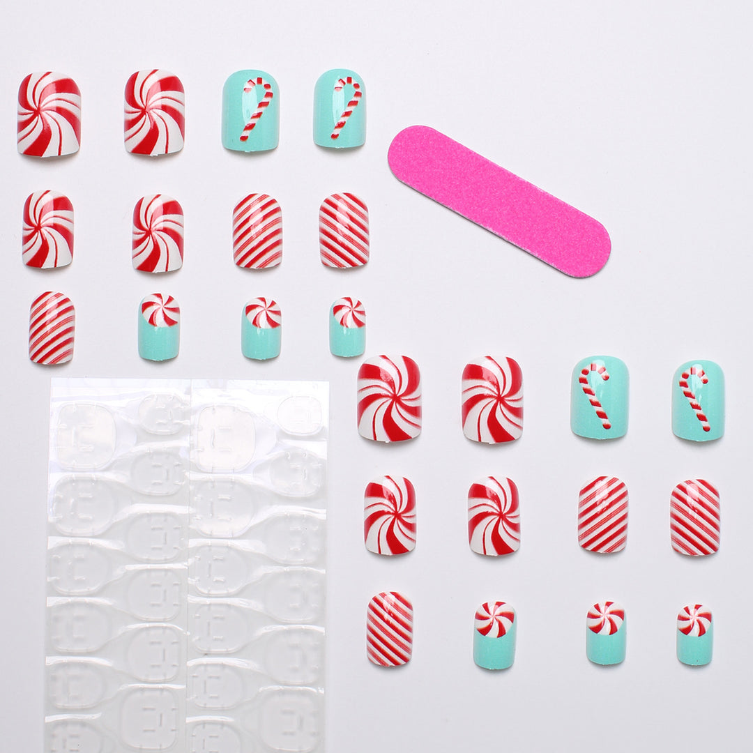 Festive Candy Cane Press-On Nails Kalsten