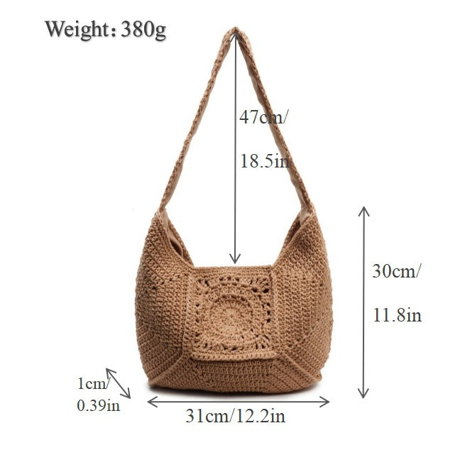 Macrame Shoulder Bag with Decorative Crochet Pattern Kalsten