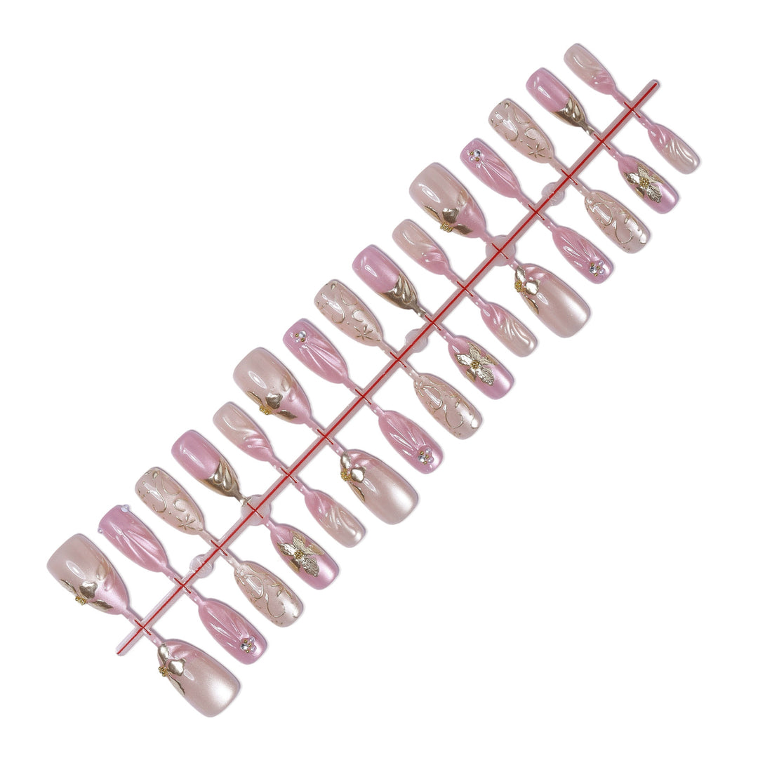 Elegant artificial nail set with floral decorations Kalsten