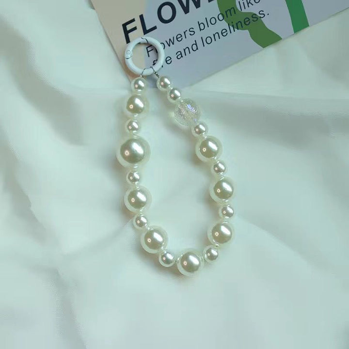 Elegant Pearl and Black Bead Charm Bracelet Kalsten