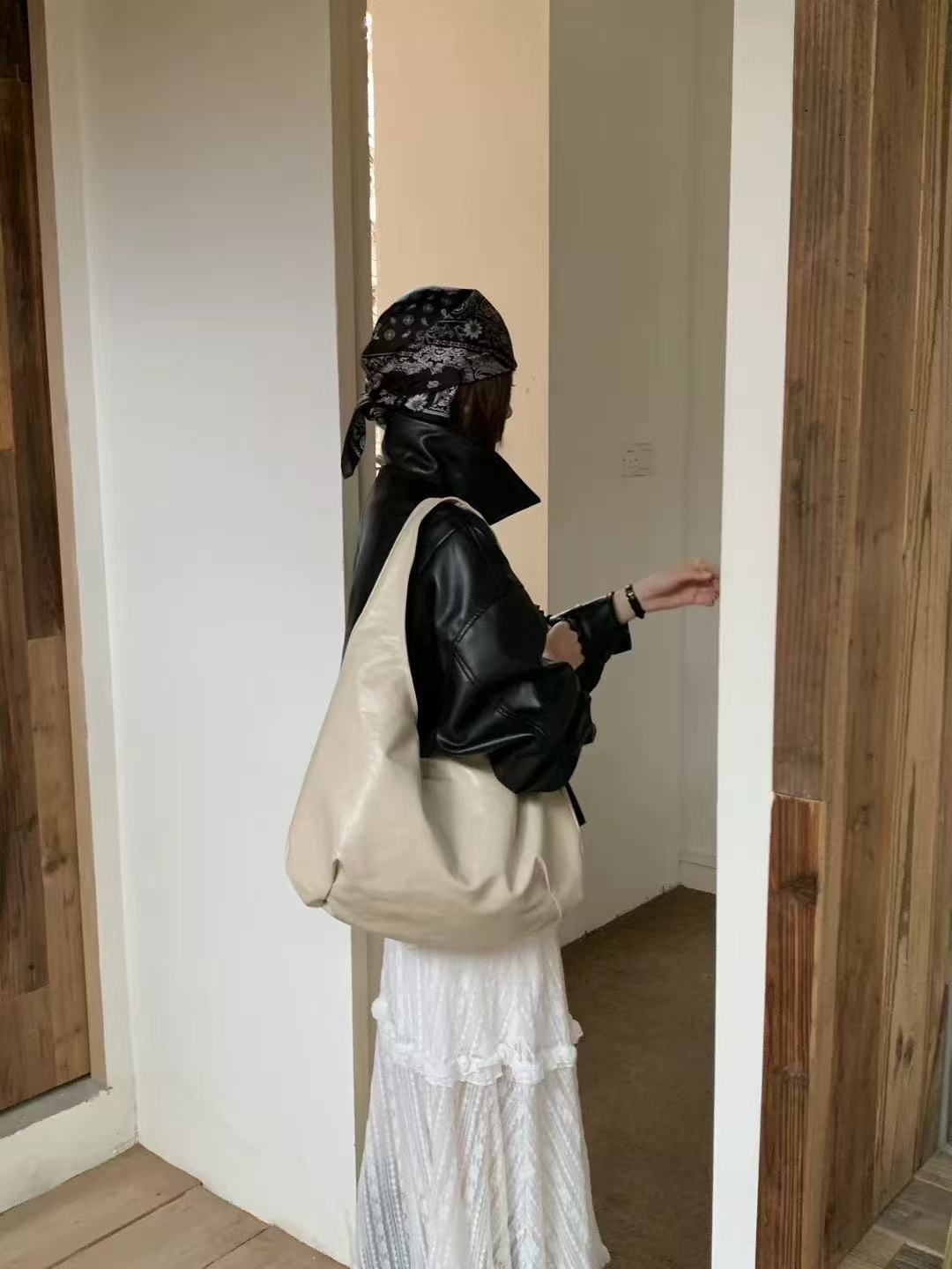 Oversized Slouchy Leather Shoulder Bag