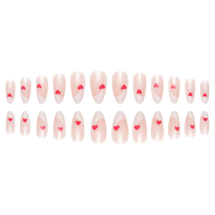 Elegant French Tip Press-On Nails with Heart Accents Kalsten