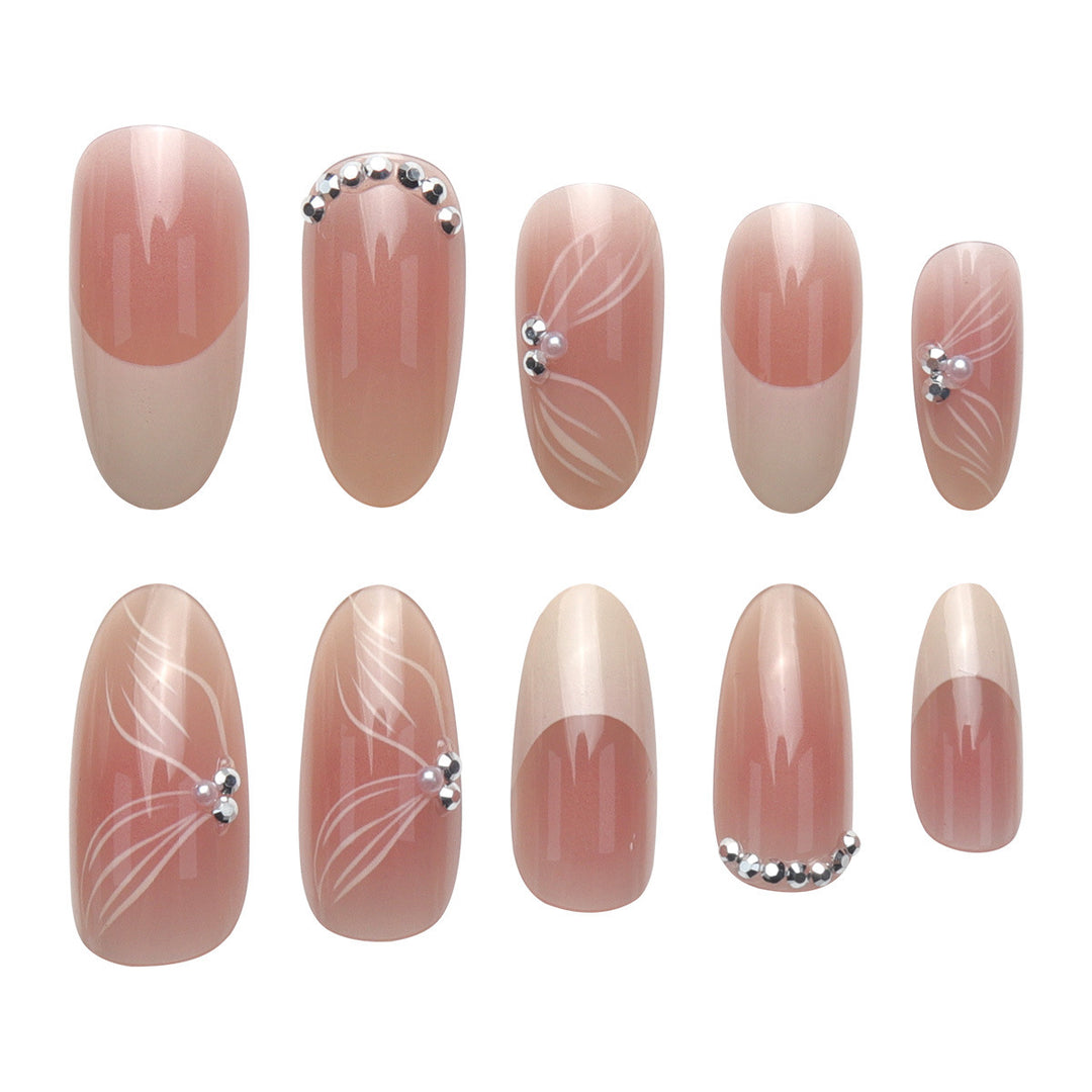 Elegant Long Stiletto Press-On Nails with Floral and Gem Accents Kalsten