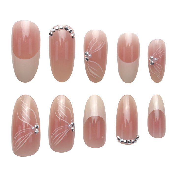 Elegant Long Stiletto Press-On Nails with Floral and Gem Accents Kalsten