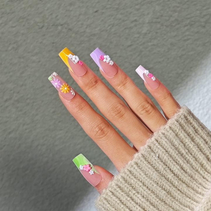 Floral Decorative Press-On Nails Kalsten