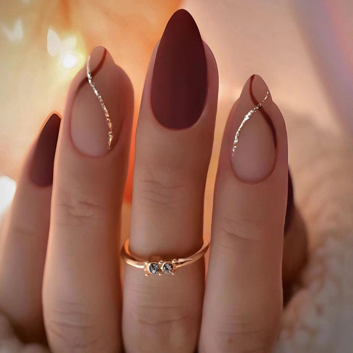 Elegant Matte Almond-Shaped Press-On Nails Kalsten