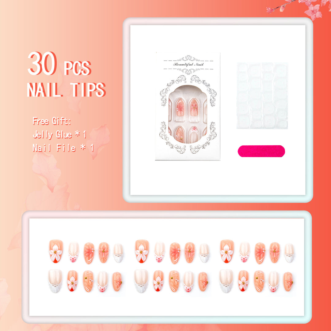 Floral Decorative Press-On Nail Art Set 1790738810