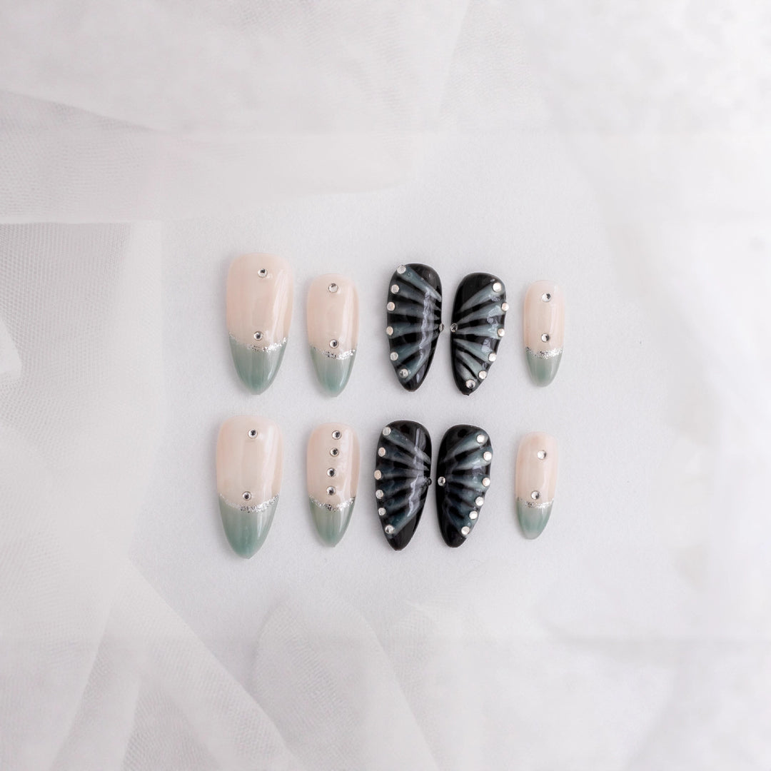 Stylish Press-On Nail Set with Unique Textures