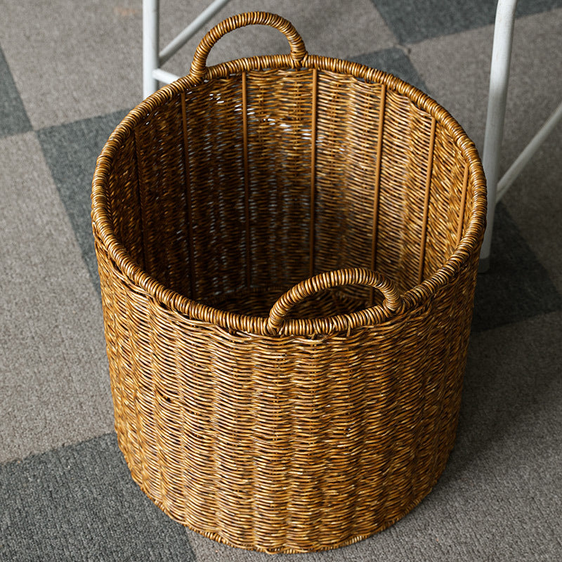 Round Woven Storage Basket with Durable Handles Kalsten