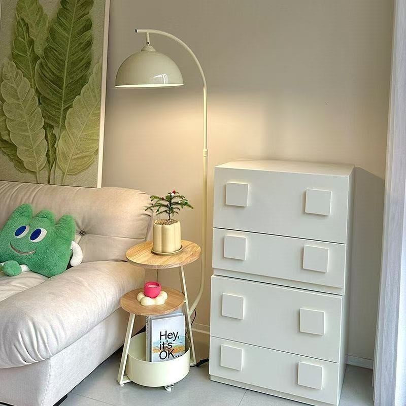 Modern Arc Floor Lamp with Integrated Side Table