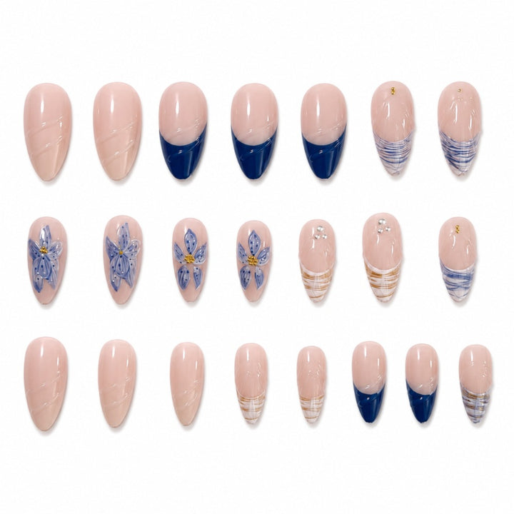 Artificial nails with floral design and elegant tips Kalsten
