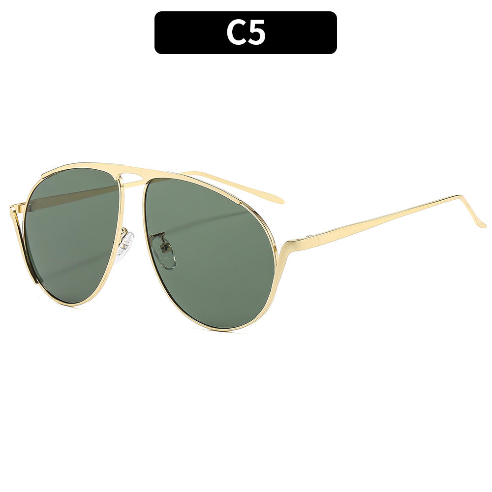 Oversized Aviator Sunglasses with Gold Accents