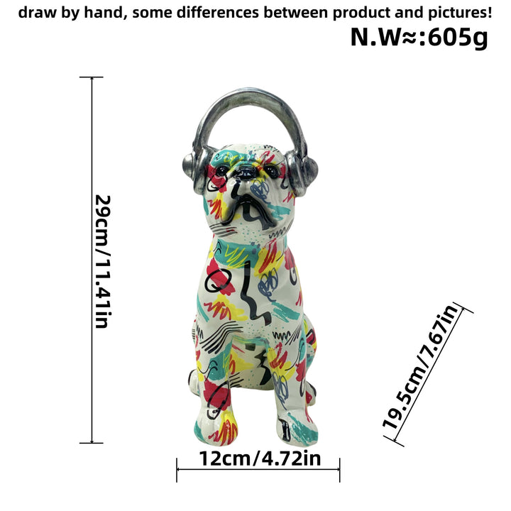 Creative Bulldog Sculpture with Headphones Kalsten