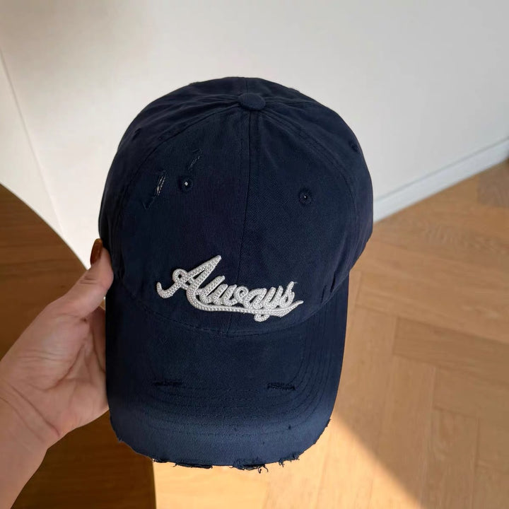 Distressed Casual Adjustable Denim Cap