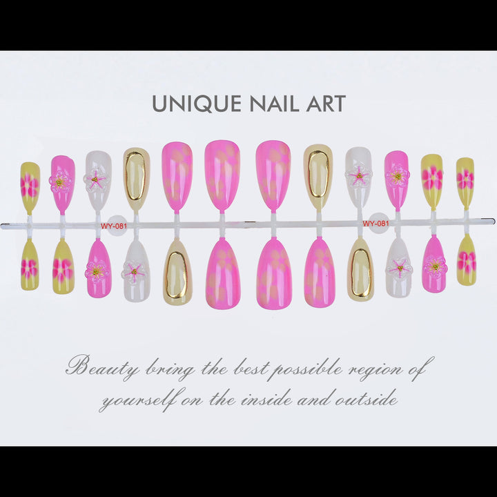 Artistic Press-On Nail Set with Floral Design Kalsten