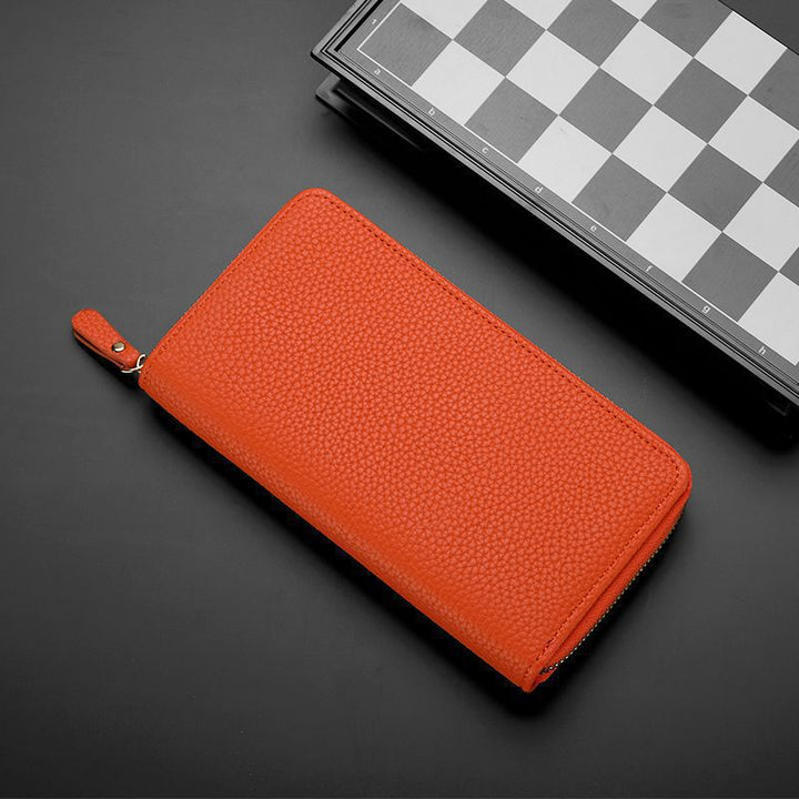 Textured Leather Zip-Around Wallet Kalsten